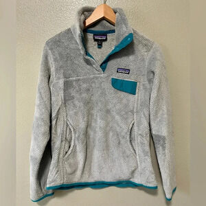 Patagonia Re-Tool 1/4 Snap T Fleece Long Sleeve Jacket Gray/Blue (Small)